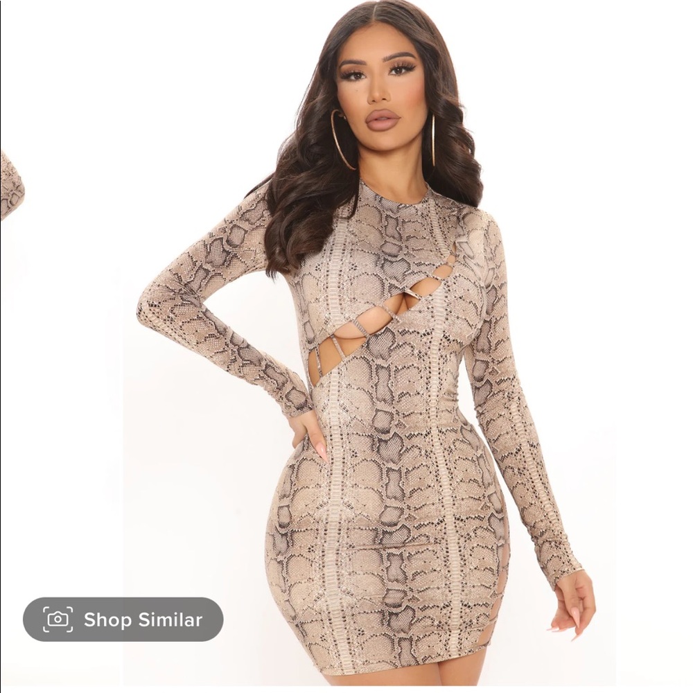 NWT Bri Double Lined Mini Dress - Brown/combo XS
